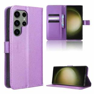 For Samsung Galaxy S23 Ultra 5G Diamond Texture Leather Phone Case(Purple)