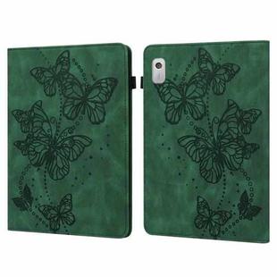 For Lenovo Tab M8 4th Gen Embossed Butterfly Pattern Leather Tablet Case(Green)