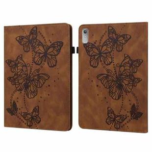 For Lenovo Pad Plus 2023 11.5 inch / Tab P11 Gen 2 Embossed Butterfly Pattern Leather Tablet Case(Brown)