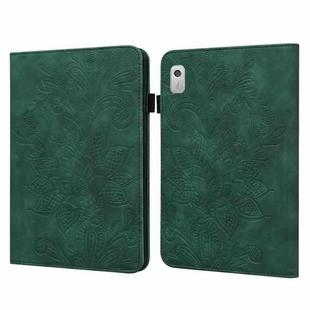 For Lenovo Tab M8 4th Gen Lace Flower Embossing Pattern Leather Tablet Case(Green)