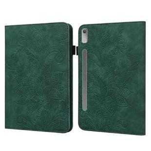 For Lenovo Pad Pro 2022 11.2 inch / Tab P11 Pro Gen 2 Lace Flower Embossing Pattern Leather Tablet Case(Green)