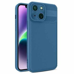 For iPhone 14 Plus Twill Texture TPU Shockproof Phone Case(Blue)