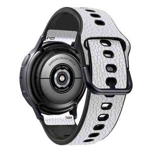 20mm Universal TPU Litchi Texture Leather Watch Band(White)