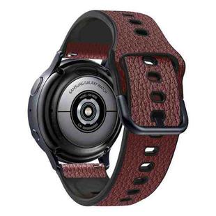 20mm Universal TPU Litchi Texture Leather Watch Band(Dark Brown)