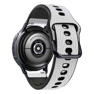 22mm Universal TPU Litchi Texture Leather Watch Band(White)