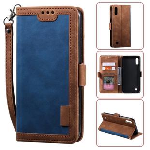 For Galaxy A01 Retro Splicing Horizontal Flip Leather Case with Card Slots & Holder & Wallet(Blue)