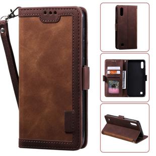 For Galaxy A10 / M10 Retro Splicing Horizontal Flip Leather Case with Card Slots & Holder & Wallet(Brown)
