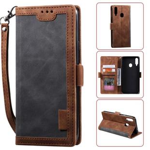 For Galaxy A20s Retro Splicing Horizontal Flip Leather Case with Card Slots & Holder & Wallet(Grey)