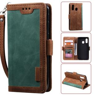 For Galaxy A40 Retro Splicing Horizontal Flip Leather Case with Card Slots & Holder & Wallet(Green)