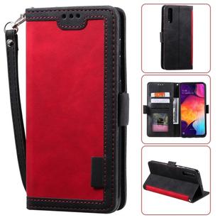 For Galaxy A50 Retro Splicing Horizontal Flip Leather Case with Card Slots & Holder & Wallet(Red)