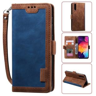 For Galaxy A70 Retro Splicing Horizontal Flip Leather Case with Card Slots & Holder & Wallet(Blue)