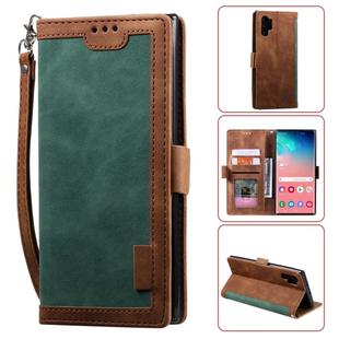 For Galaxy Note 10 Pro Retro Splicing Horizontal Flip Leather Case with Card Slots & Holder & Wallet(Green)