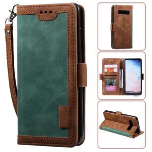 For Galaxy S10 Plus Retro Splicing Horizontal Flip Leather Case with Card Slots & Holder & Wallet(Green)