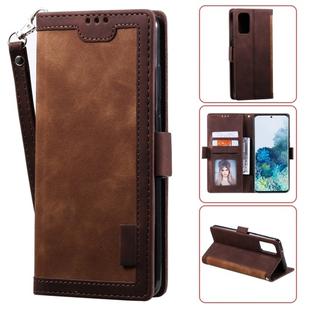For Galaxy S20 Retro Splicing Horizontal Flip Leather Case with Card Slots & Holder & Wallet(Brown)