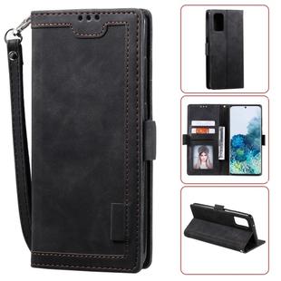 For Galaxy S20 Plus Retro Splicing Horizontal Flip Leather Case with Card Slots & Holder & Wallet(Black)