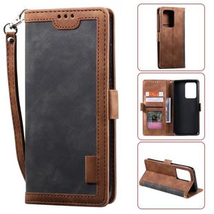 For Galaxy S20 Ultra Retro Splicing Horizontal Flip Leather Case with Card Slots & Holder & Wallet(Black)