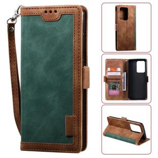 For Galaxy S20 Ultra Retro Splicing Horizontal Flip Leather Case with Card Slots & Holder & Wallet(Green)