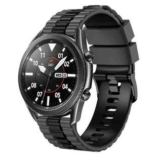 22mm Universal Ocean Style Silicone Two Color Watch Band(Grey Black)