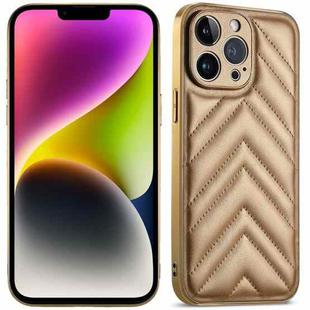 For iPhone 14 Suteni Plating Leather Soft TPU Phone Case(Gold)