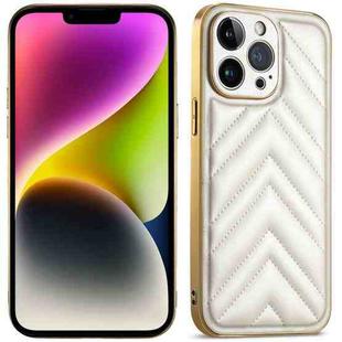 For iPhone 14 Suteni Plating Leather Soft TPU Phone Case(White)