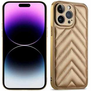 For iPhone 14 Pro Suteni Plating Leather Soft TPU Phone Case(Gold)