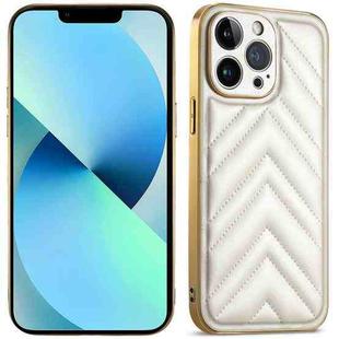 For iPhone 13 Pro Max Suteni Plating Leather Soft TPU Phone Case(White)