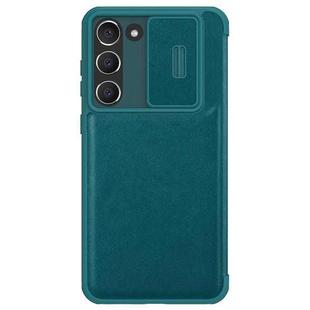 For Samsung Galaxy S23 5G NILLKIN QIN Series Pro Sliding Camera Cover Design Leather Phone Case(Green)