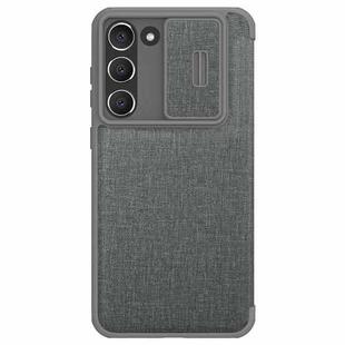 For Samsung Galaxy S23 5G NILLKIN QIN Series Pro Sliding Camera Cover Design Leather Phone Case(Grey)