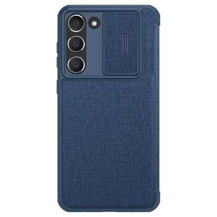 For Samsung Galaxy S23+ 5G NILLKIN QIN Series Pro Sliding Camera Cover Design Leather Phone Case(Blue)