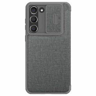 For Samsung Galaxy S23+ 5G NILLKIN QIN Series Pro Sliding Camera Cover Design Leather Phone Case(Grey)