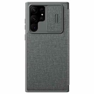 For Samsung Galaxy S23 Ultra 5G NILLKIN QIN Series Pro Sliding Camera Cover Design Leather Phone Case(Grey)