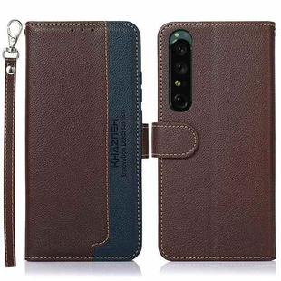 For Sony Xperia 1 V KHAZNEH Litchi Texture Leather RFID Phone Case(Brown)