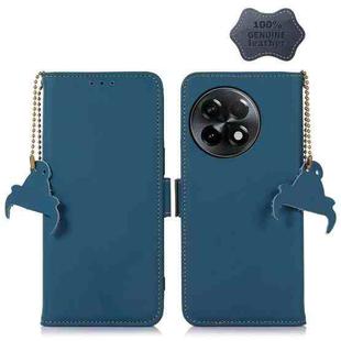 For OnePlus Ace 2 5G / 11R 5G Genuine Leather Magnetic RFID Leather Phone Case(Blue)