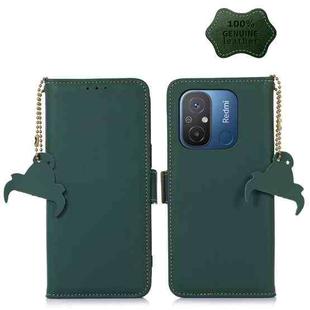 For Xiaomi Redmi 12C / Redmi 11A Genuine Leather Magnetic RFID Leather Phone Case(Green)