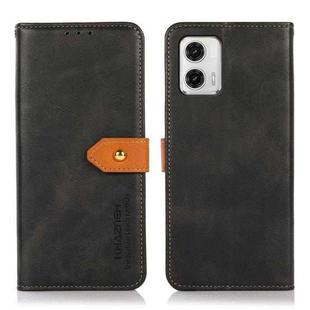 For Motorola Moto G73 5G KHAZNEH Dual-color Cowhide Texture Flip Leather Phone Case(Black)