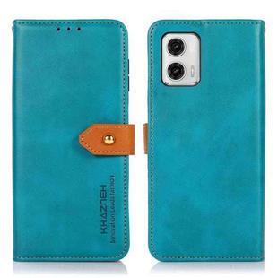 For Motorola Moto G73 5G KHAZNEH Dual-color Cowhide Texture Flip Leather Phone Case(Blue)