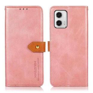 For Motorola Moto G73 5G KHAZNEH Dual-color Cowhide Texture Flip Leather Phone Case(Rose Gold)
