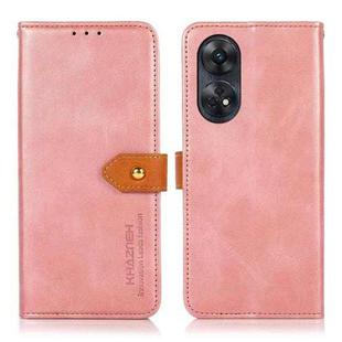 For OPPO Reno8 T 4G KHAZNEH Dual-color Cowhide Texture Flip Leather Phone Case(Rose Gold)