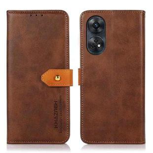 For OPPO Reno8 T 4G KHAZNEH Dual-color Cowhide Texture Flip Leather Phone Case(Brown)