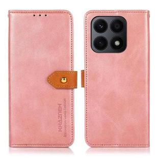 For Honor X8a 4G KHAZNEH Dual-color Cowhide Texture Flip Leather Phone Case(Rose Gold)
