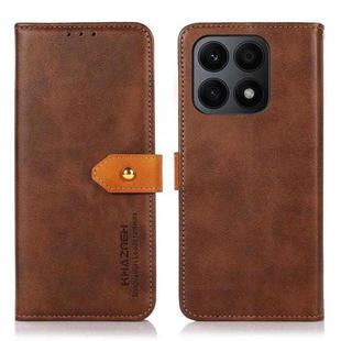 For Honor X8a 4G KHAZNEH Dual-color Cowhide Texture Flip Leather Phone Case(Brown)