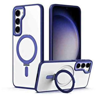 For Samsung Galaxy S23 5G Skin Feel MagSafe Shockproof Phone Case with Holder(Navy Blue)
