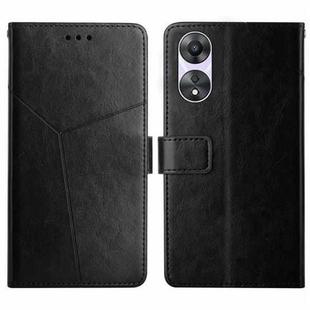 For OPPO Reno8 T 5G/A1 Pro 5G HT01 Y-shaped Pattern Flip Leather Phone Case(Black)