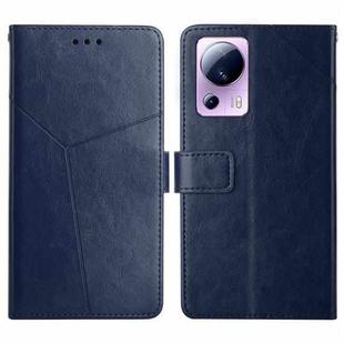 For Xiaomi 13 Lite HT01 Y-shaped Pattern Flip Leather Phone Case(Blue)