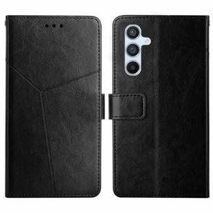 For Samsung Galaxy A24 4G HT01 Y-shaped Pattern Flip Leather Phone Case(Black)