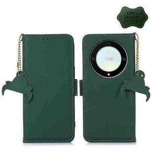 For Honor X9a 4G Genuine Leather Magnetic RFID Leather Phone Case(Green)