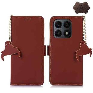 For Honor X8a 4G Genuine Leather Magnetic RFID Leather Phone Case(Coffee)