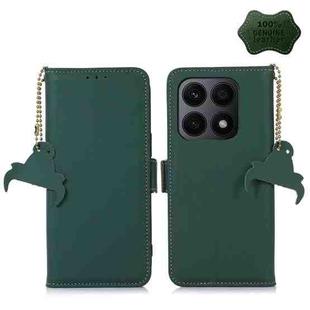 For Honor X8a 4G Genuine Leather Magnetic RFID Leather Phone Case(Green)