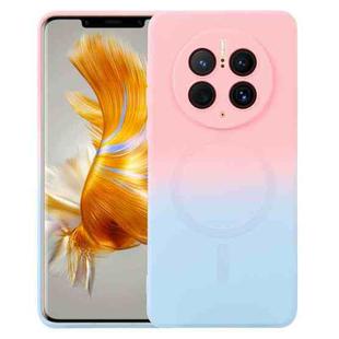 For Huawei Mate 50 Pro Liquid TPU Silicone Gradient MagSafe Phone Case(Pink Blue)