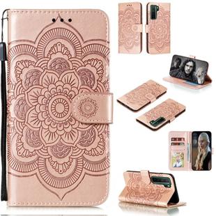 For Huawei nova 7 SE Mandala Embossing Pattern Horizontal Flip PU Leather Case with Holder & Card Slots & Walle & Lanyard(Pink)